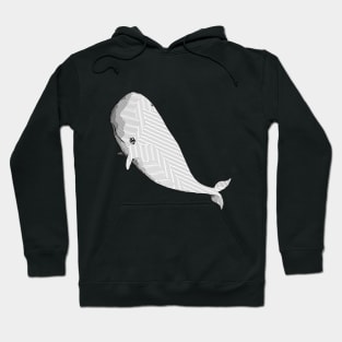 A white whale with geometric striped pattern Hoodie